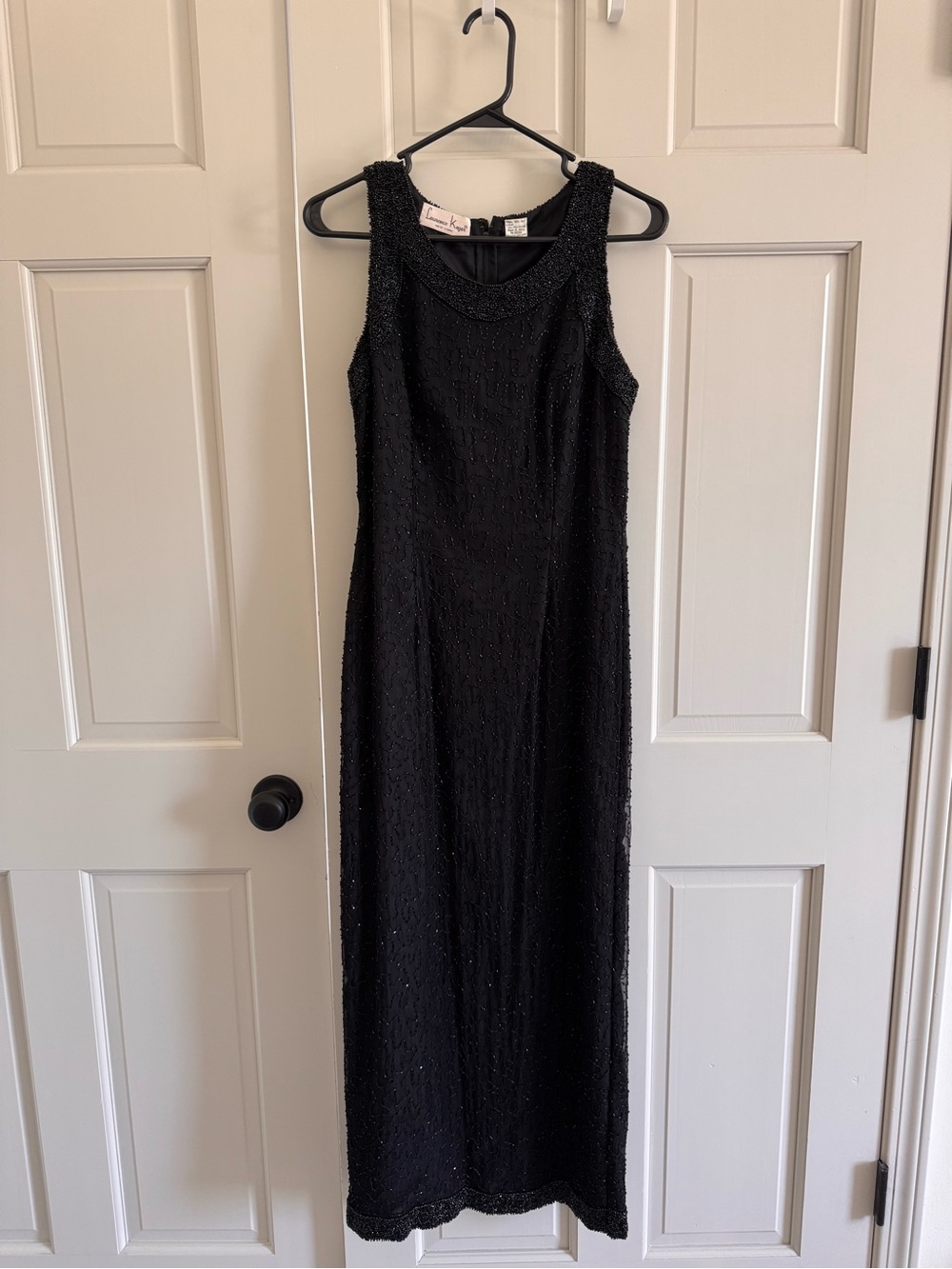Vintage Laurence Kazar silk beaded formal dress PM